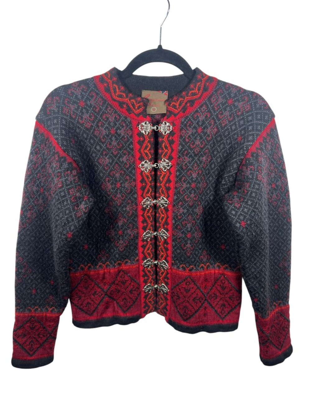 Christiania Sweater Womens Medium Norwegian Pure New Wool Cardigan Nordic Folk
